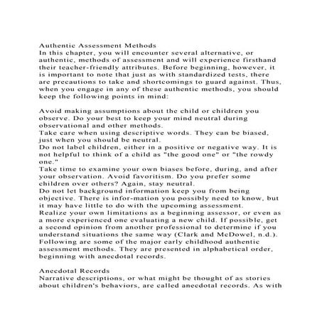 Authentic Assessment MethodsIn this chapter, you will encounter .docx