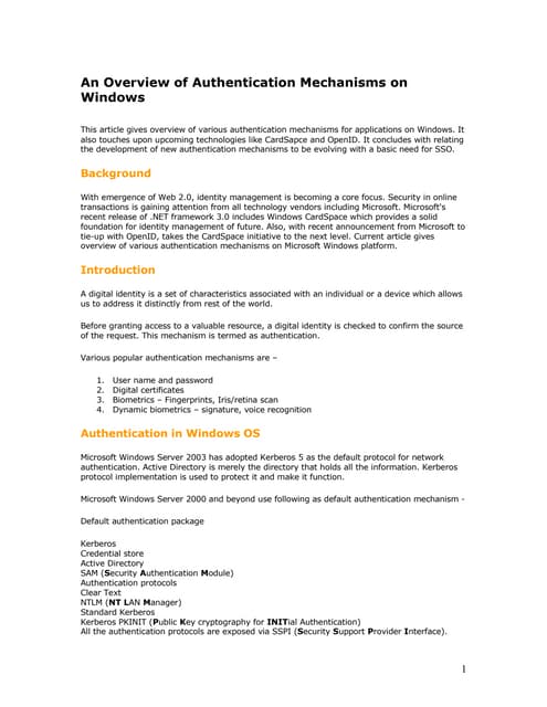 Authentication Models