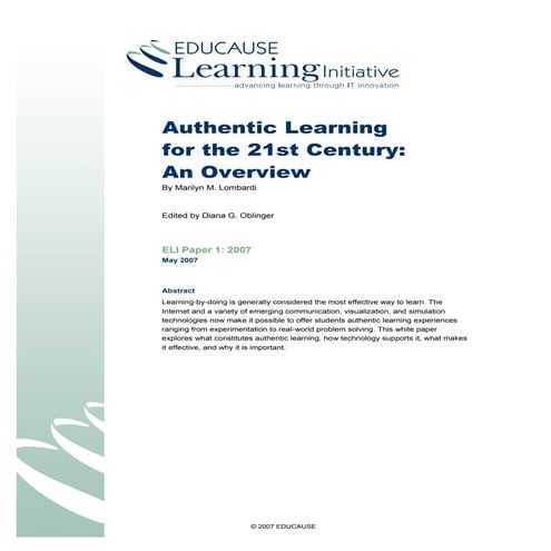 Authentic learning for the 21st century: An overview