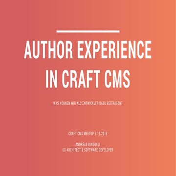Author Experience in Craft CMS