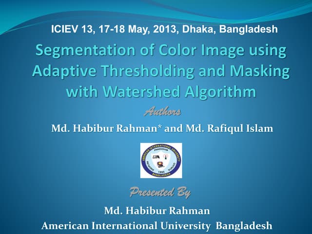 Segmentation of Color Image using Adaptive Thresholding and Masking with Wate...