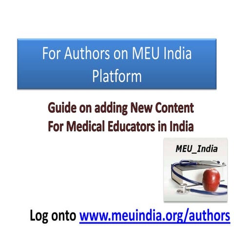Author guide to meuindia