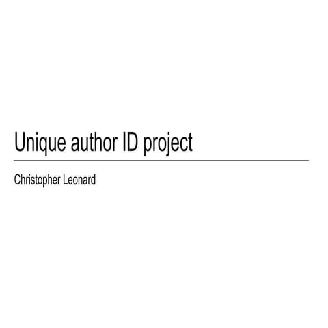 Unique Author IDs