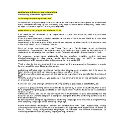 Authoring software vs programming