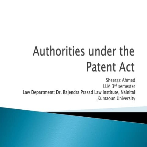 Authorities under the Patent Act new.ppt