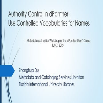 Authority Control Part 1