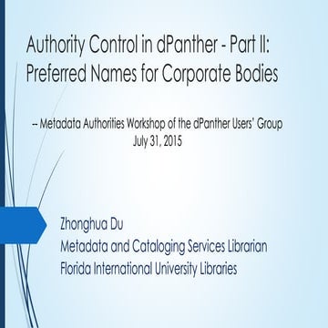 Authority Control Part II