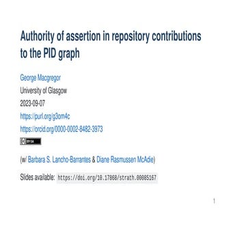 Authority of assertion in repository contributions to the PID graph ...
