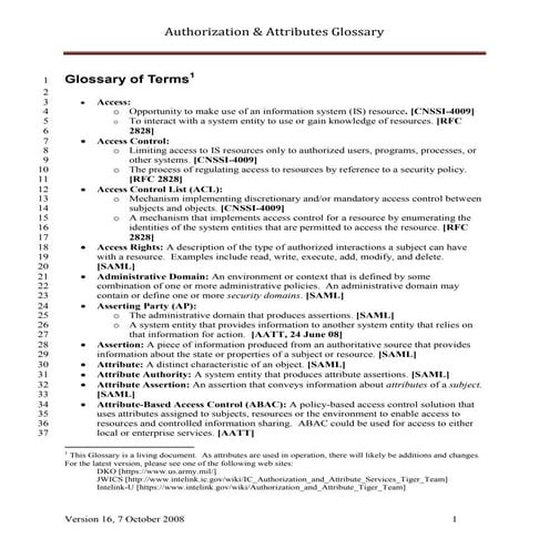 Glossary - Standard Security Terms - NIST Vocabulary | PDF