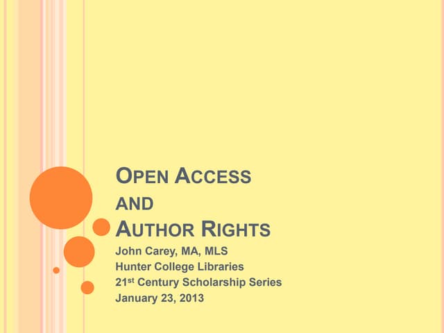 Open Access and Author Rights