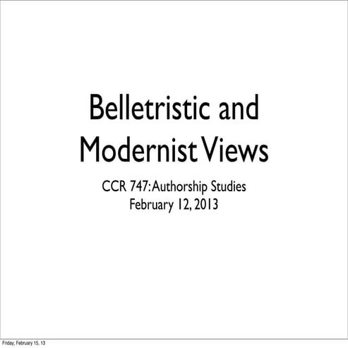 Authorship belletristic modern