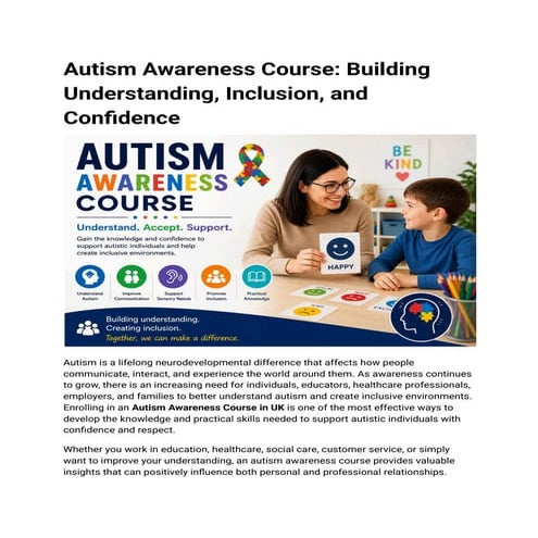 Comprehensive Autism Awareness Course: Fostering Inclusion and ...