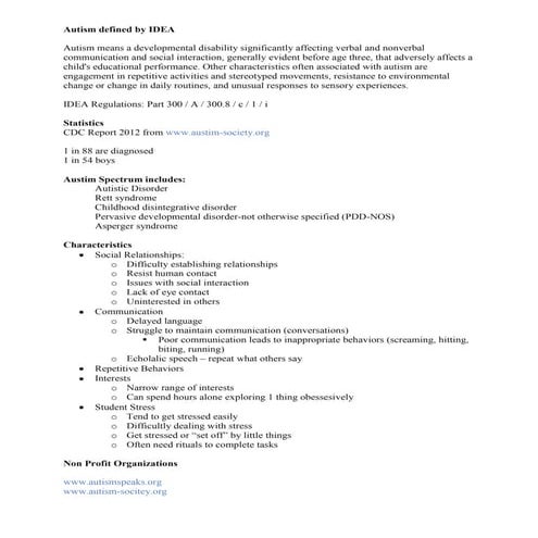 Autism handout