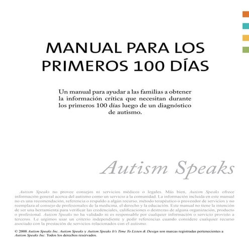 Guía manual para los primeros 100 días tras el diagnóstico del Autismo 