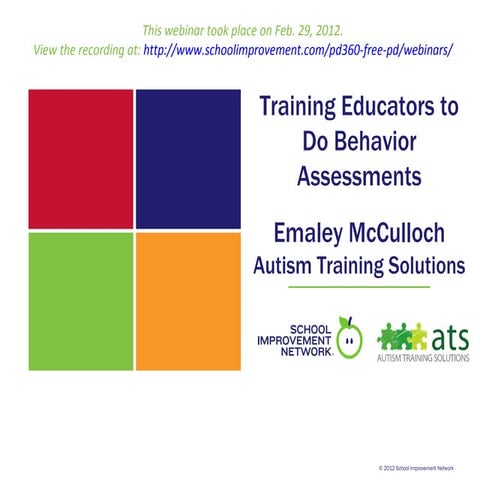 Autism Training Solutions Webinar 2-29-2012 | PPT