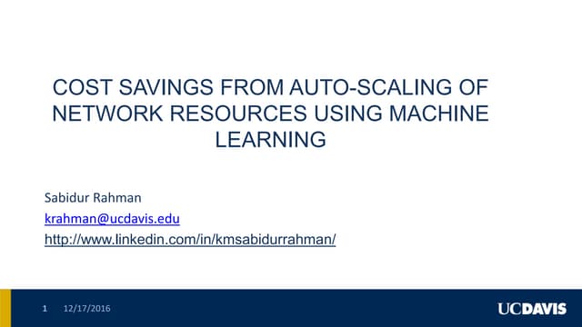 Cost savings from auto-scaling of network resources using machine learning
