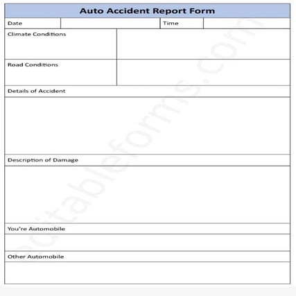 Auto Accident Report Fillable PDF Template | PDF