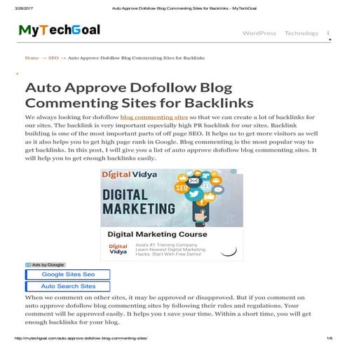 Auto approve dofollow blog commenting sites for backlinks   my techgoal