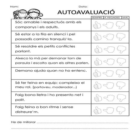 Autoavaluació per a l'alumnat.