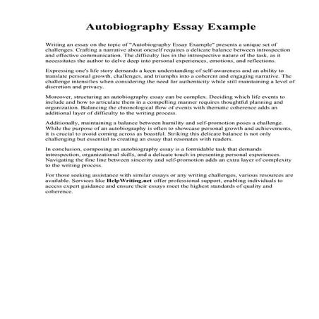 Autobiography Essay Example | PDF