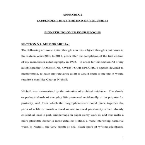 Autobiography: Memorabilia