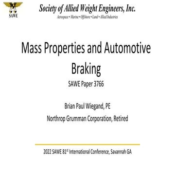 Mass Properties and Automotive Braking, Rev b