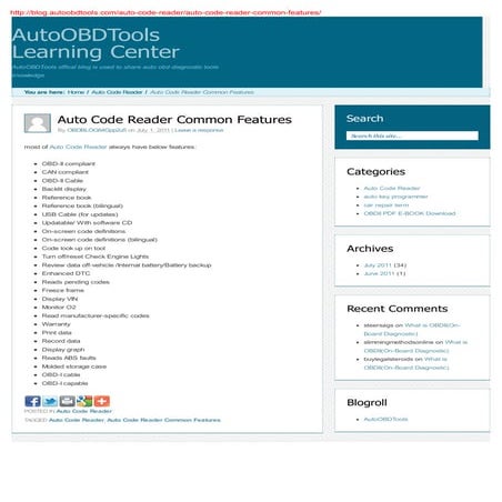 Auto code reader common features | PDF