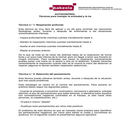 Autocontrol tecnicas para manejar la ansiedad y la ira