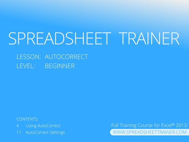 AutoCorrect - Excel 2013 Tutorial