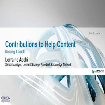 Lorraine Aochi: Contributions to Help Content