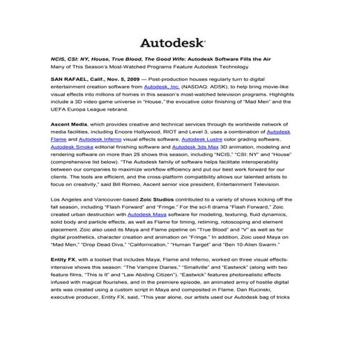 Autodesk Software in tv shows