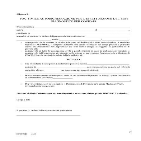 Autodichiarazione Assenza Scuola Motivi Salute Non Sospetti Covid 19