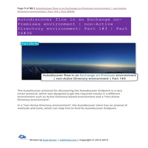 Autodiscover flow in an exchange on premises environment  non-active director...