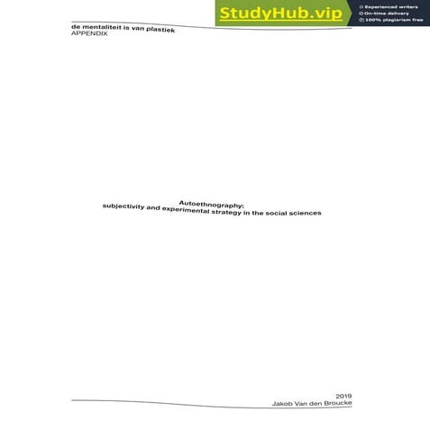 Autoethnography  subjectivity and experimental strategy in the social science...