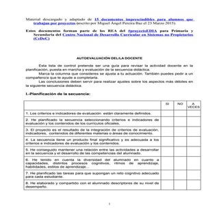 Autoevaluación del o la docente
