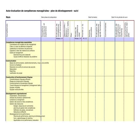 Autoevaluation competences et suivi