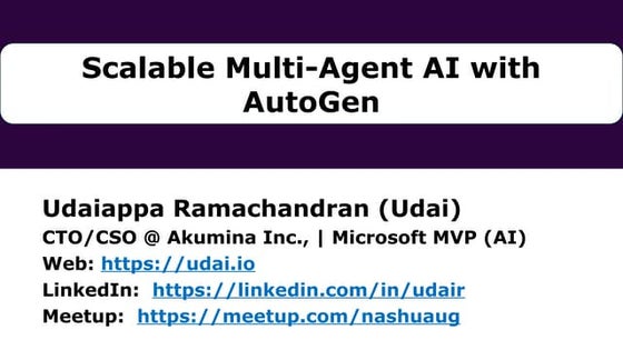 Scalable Multi-Agent AI with AutoGen by Udai