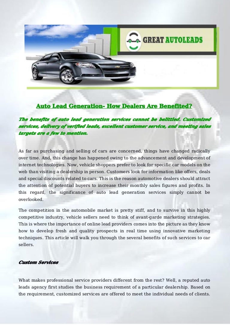 Auto Lead Generation How Dealers Are Benefited?