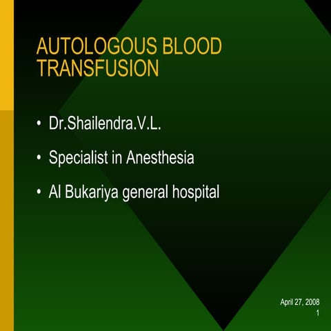 Autologous Blood Transfusion