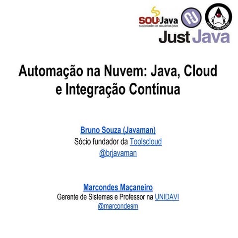 Automação na nuvem  java, cloud e integração contínua
