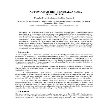 Automacao residencial, a casa inteligente | PDF