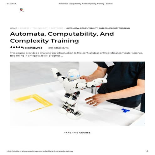 Automata, Computability, And Complexity Training - Edukite