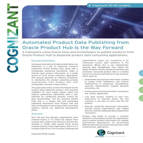 Automated Product Data Publishing from Oracle Product Hub Is the Way Forward