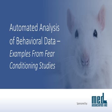 Automated Analysis of Behavioral Data – Examples from Fear Conditioning ...