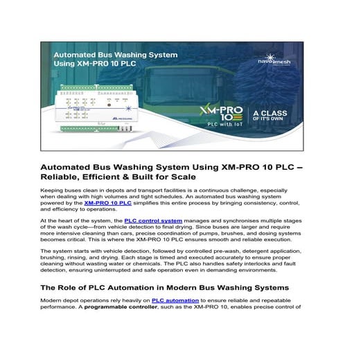 Automated Bus Washing System Using XM-PRO 10 PLC for Efficient Fleet ...