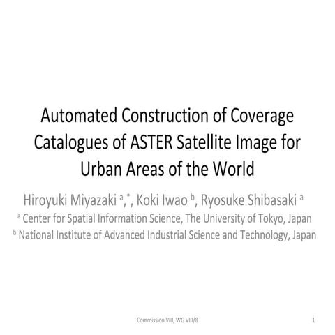 Automated Construction of Coverage Catalogues of ASTER Satellite Image for Ur...