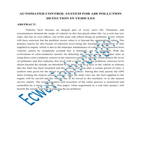 Automated control system for air pollution detection in vehicles