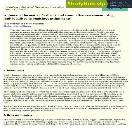 Automated Formative Feedback And Summative Assessment Using Individualised Sp...