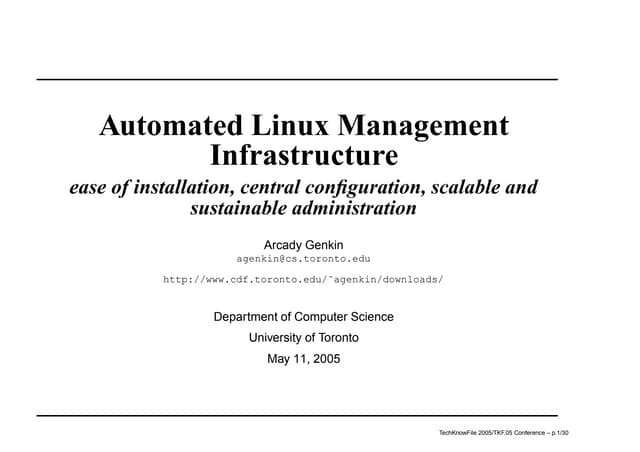 Automated Linux Management Infrastructure