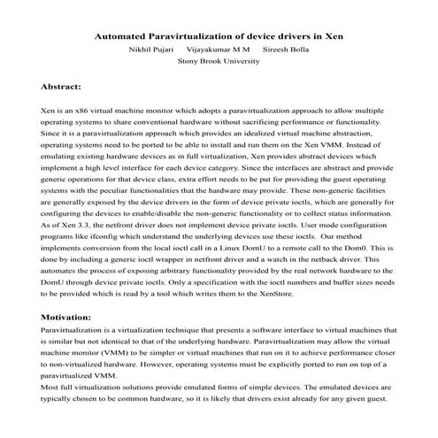 Automated paravitualization of device drivers in xen